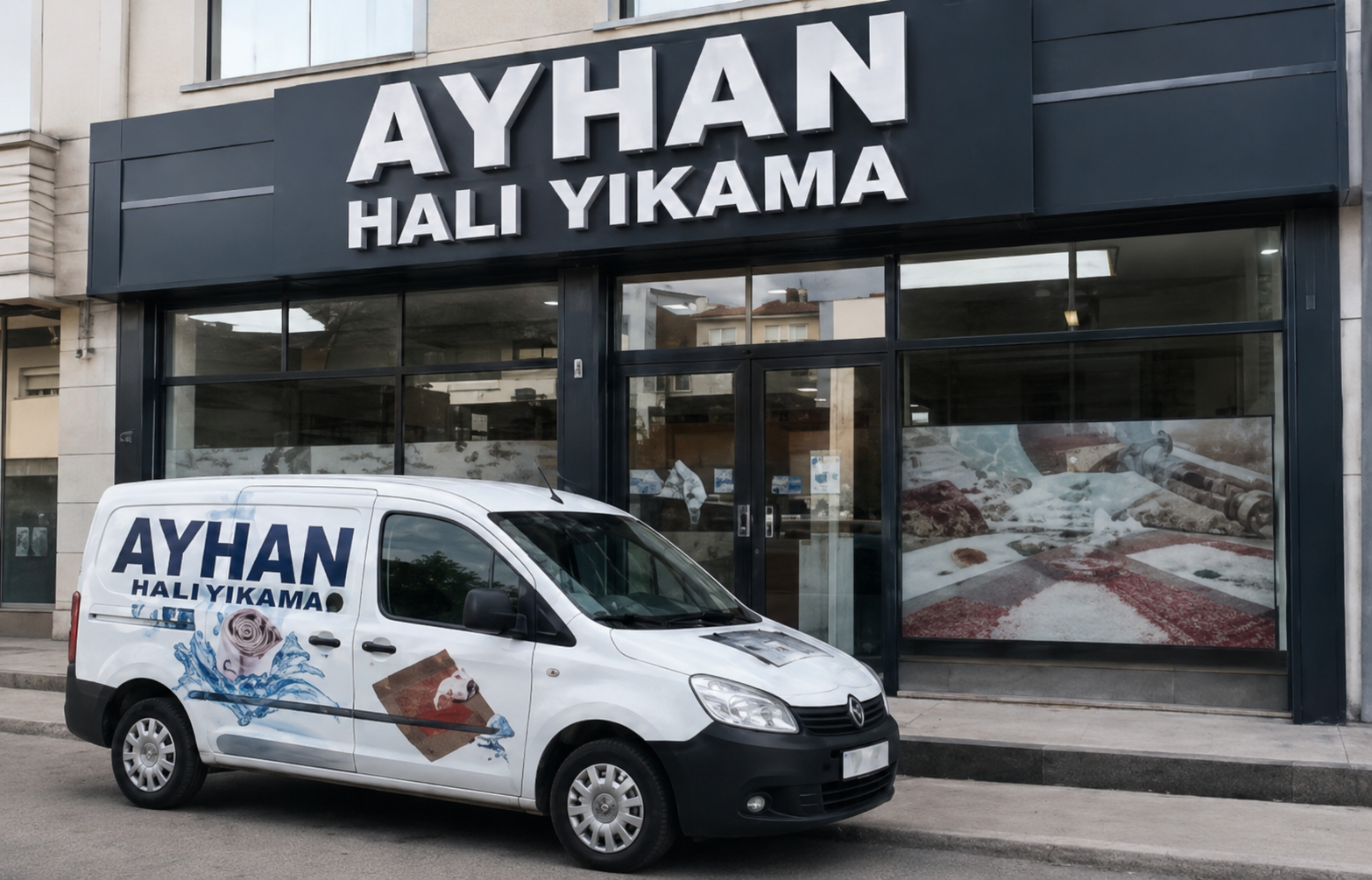 Ayhan Halı Yıkama Malatya dükkânı ve servis aracı